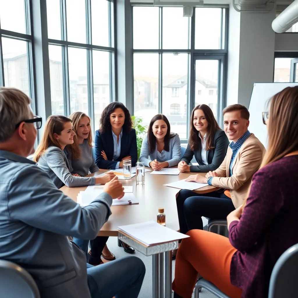 Groep professionals tijdens een emotionele intelligentie training in Nederland