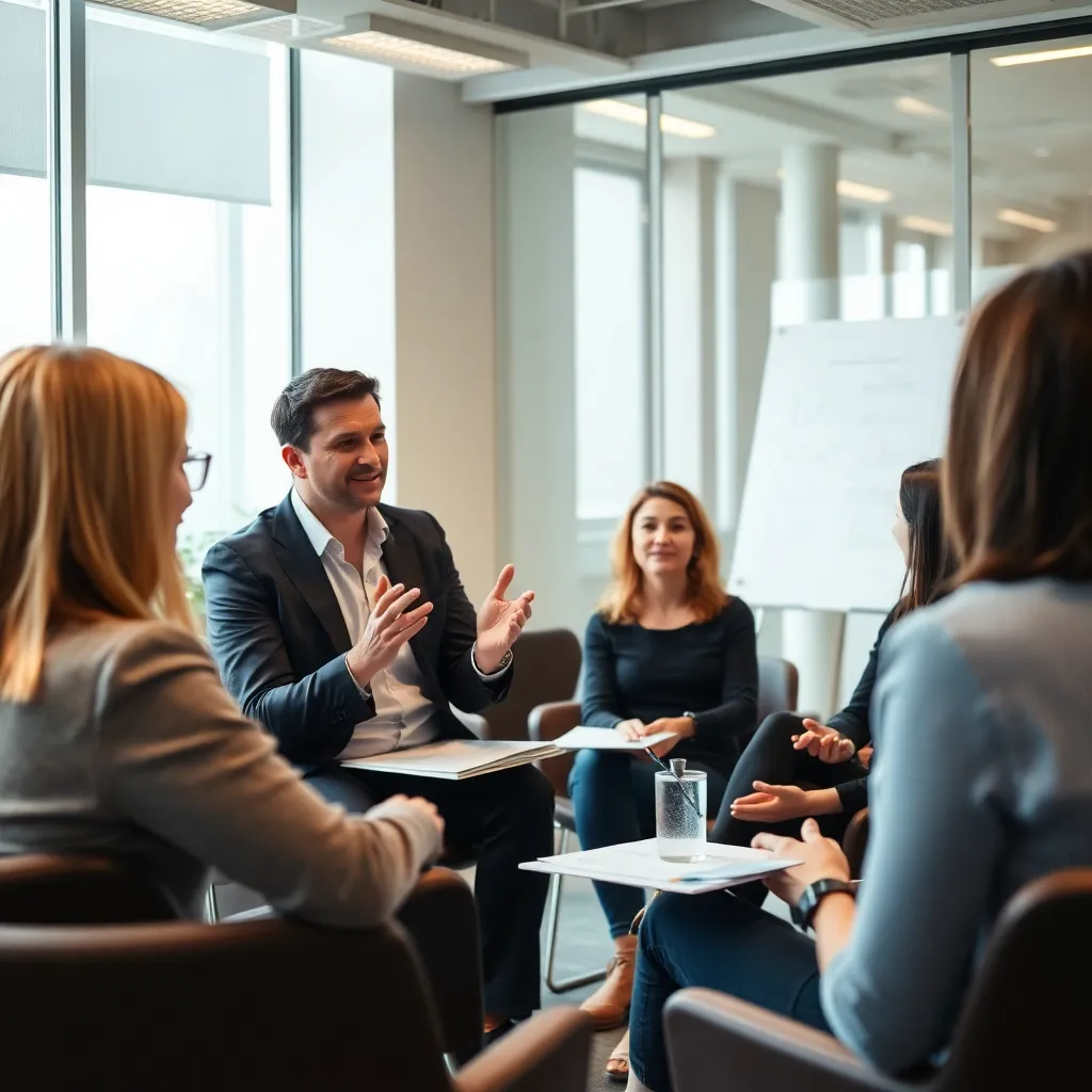 Diverse groep Nederlandse professionals die deelnemen aan een emotieregulatie workshop